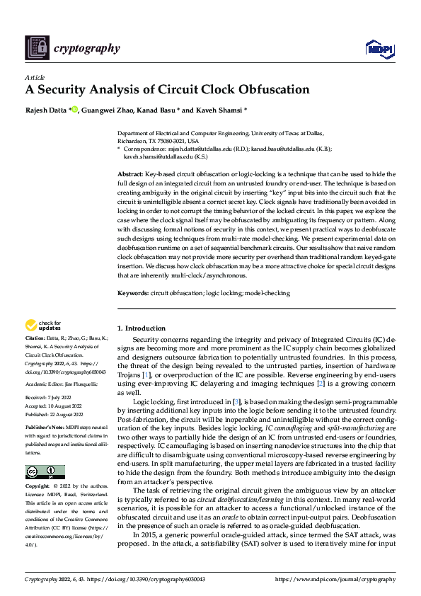 (PDF) A Security Analysis of Circuit Clock Obfuscation