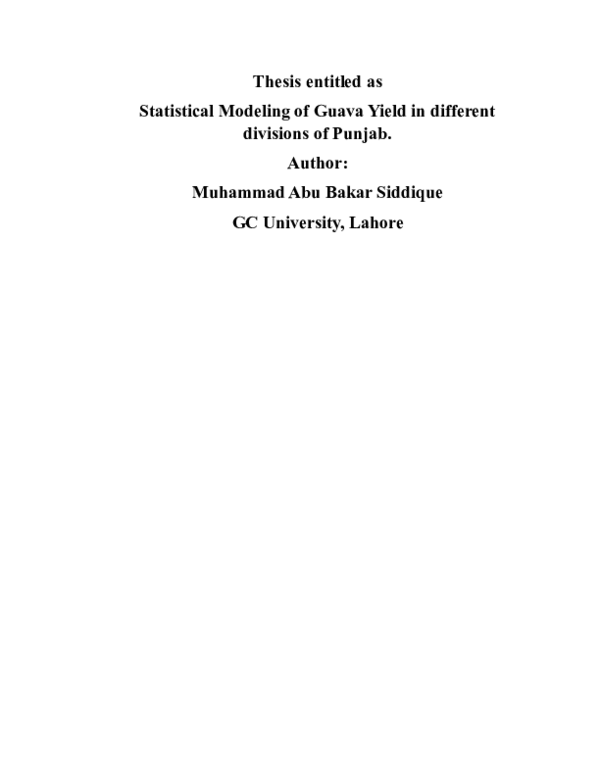 (DOC) Statistical Modelling of Guava Yield in different divisions of Punjab