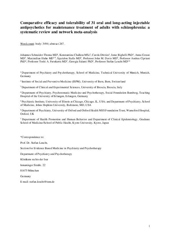 (PDF) Comparative efficacy and tolerability of 32 oral and long-acting ...