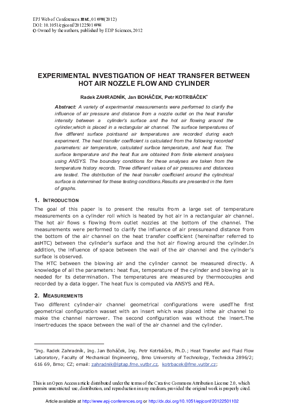 (PDF) Experimental investigation of heat transfer between hot air ...