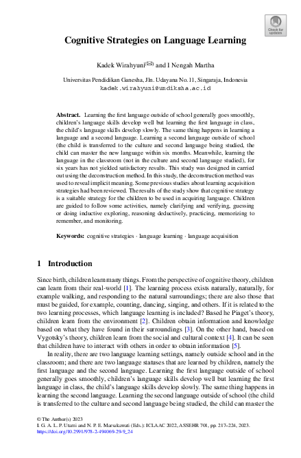 (PDF) Cognitive Strategies on Language Learning