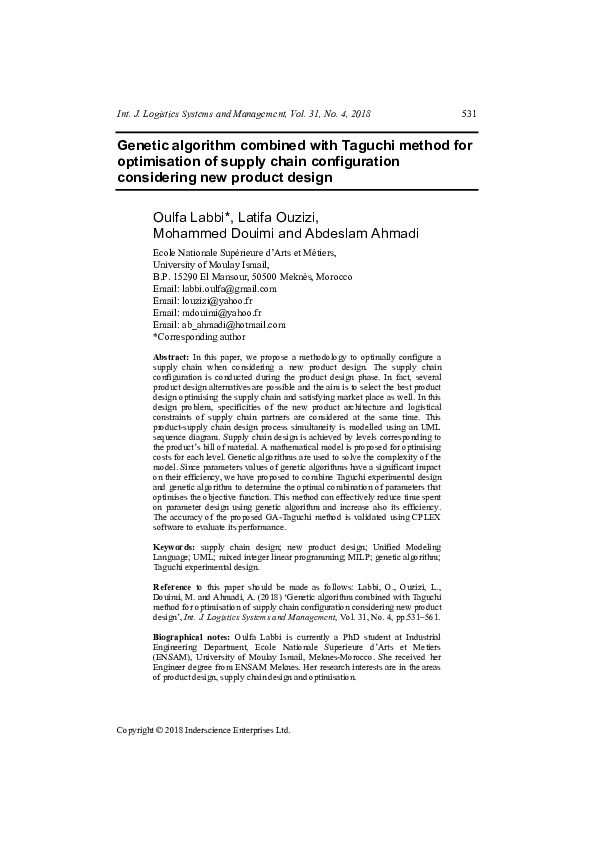 (PDF) Genetic algorithm combined with Taguchi method for optimisation ...