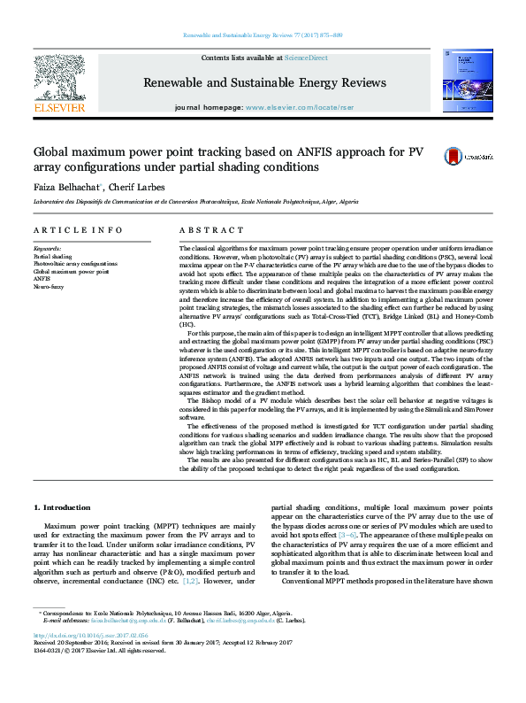 (PDF) Global maximum power point tracking based on ANFIS approach for ...