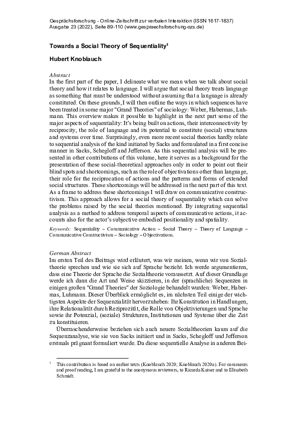 (PDF) Towards a Social Theory of Sequentiality