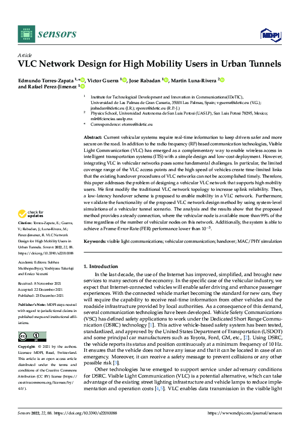 (PDF) VLC Network Design for High Mobility Users in Urban Tunnels