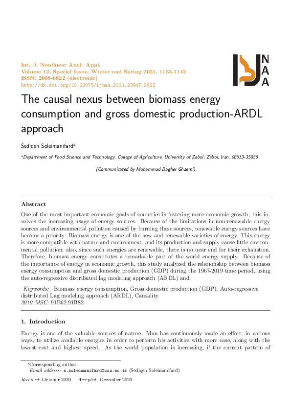(PDF) The causal nexus between biomass energy consumption and gross ...