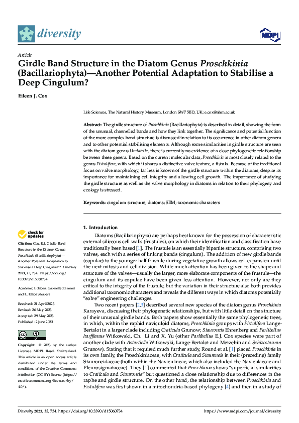 (PDF) Girdle Band Structure in the Diatom Genus Proschkinia ...