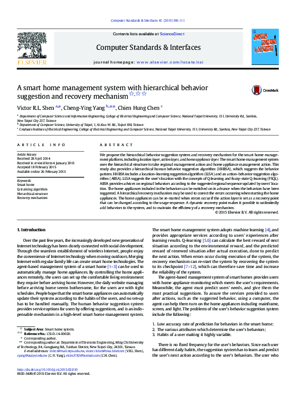 (PDF) A smart home management system with hierarchical behavior ...