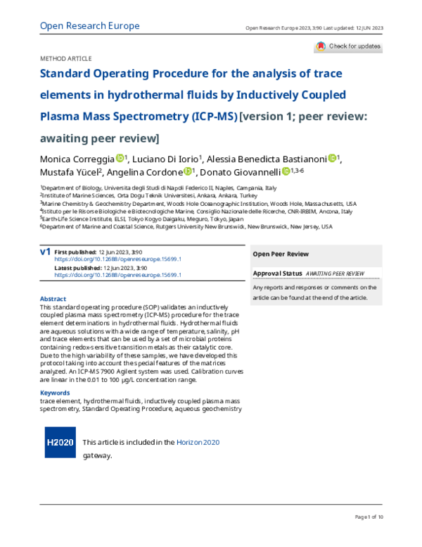 (PDF) Standard Operating Procedure for the analysis of trace elements ...