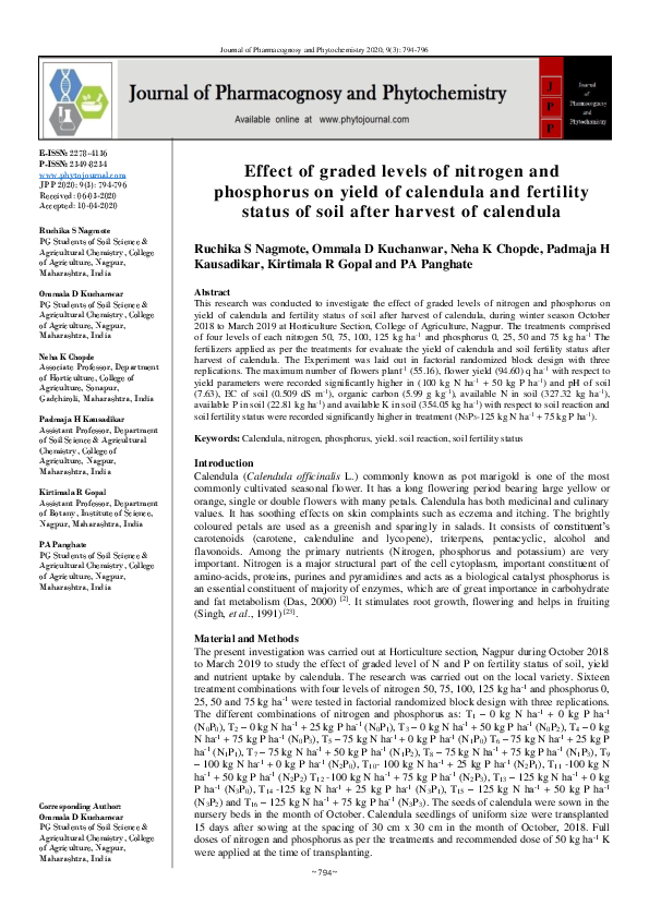 (PDF) Effect of graded levels of nitrogen and phosphorus on yield of ...