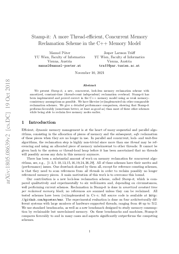 (PDF) Stamp-it: A more Thread-efficient, Concurrent Memory Reclamation ...