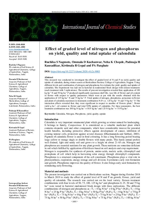 (PDF) Effect of graded level of nitrogen and phosphorus on yield ...
