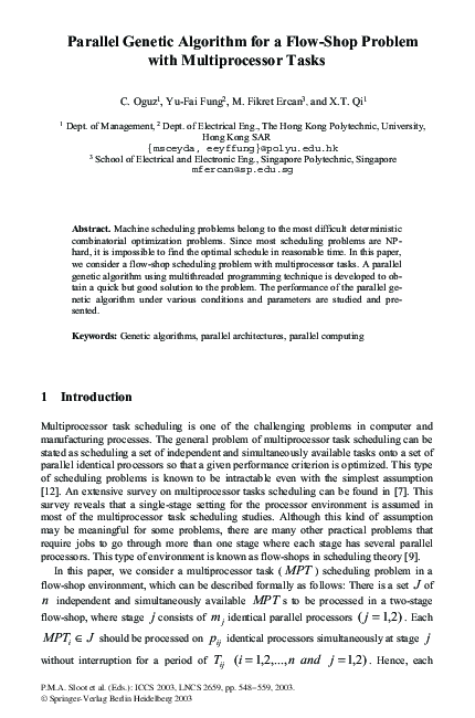 (PDF) Parallel Genetic Algorithm for a Flow-Shop Problem with ...