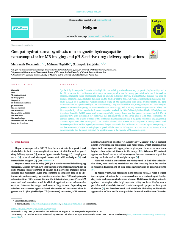 (PDF) One-pot hydrothermal synthesis of a magnetic hydroxyapatite ...