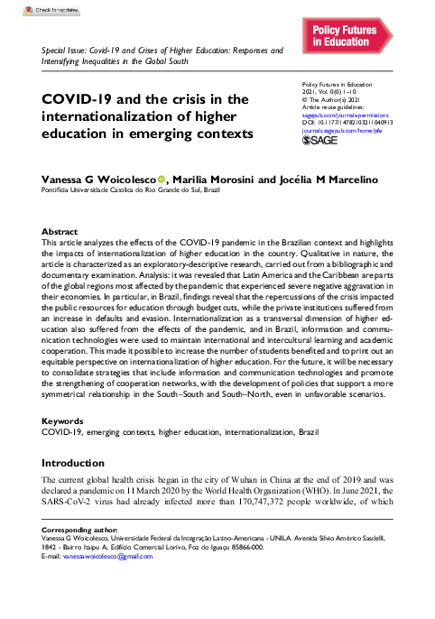 (PDF) COVID-19 and the crisis in the internationalization of higher ...
