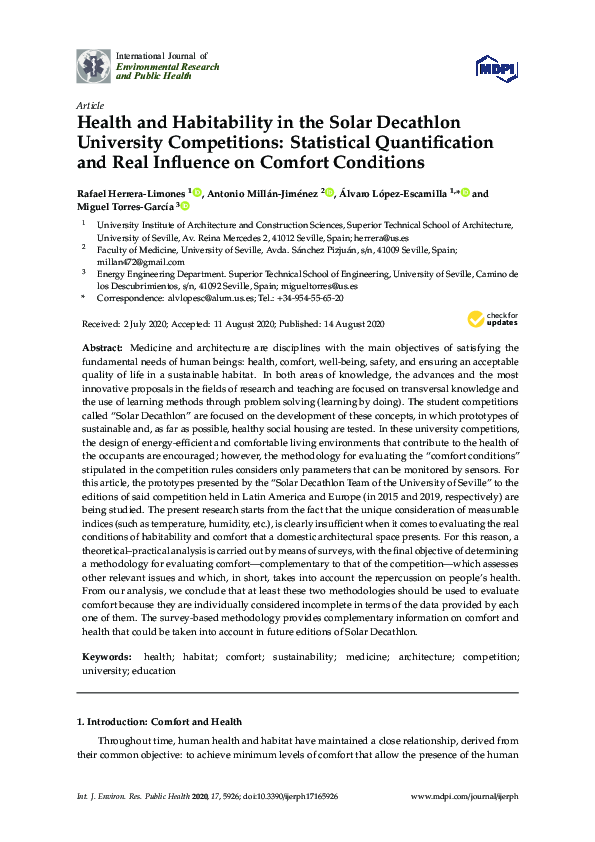 (PDF) Health and Habitability in the Solar Decathlon University ...