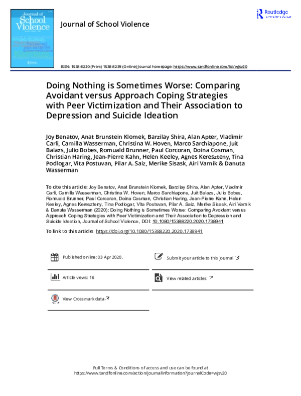 (PDF) Doing Nothing is Sometimes Worse: Comparing Avoidant versus ...