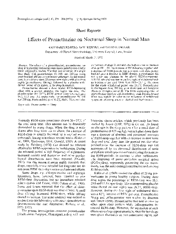 (PDF) Effects of promethazine on nocturnal sleep in normal man