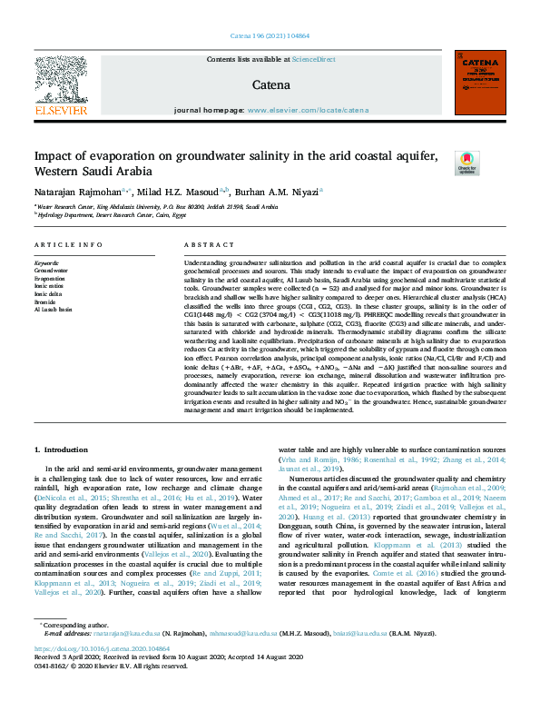(PDF) Impact of evaporation on groundwater salinity in the arid coastal ...