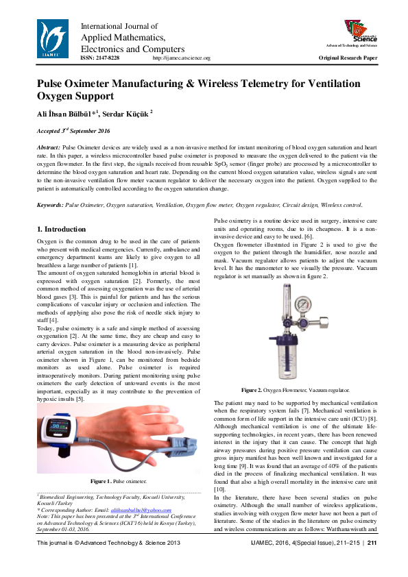 (PDF) Pulse Oximeter Manufacturing & Wireless Telemetry for Ventilation ...