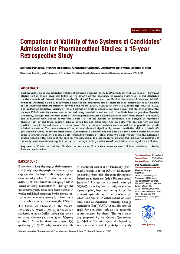 (PDF) Comparison of Validity of two Systems of Candidates’ Admission ...