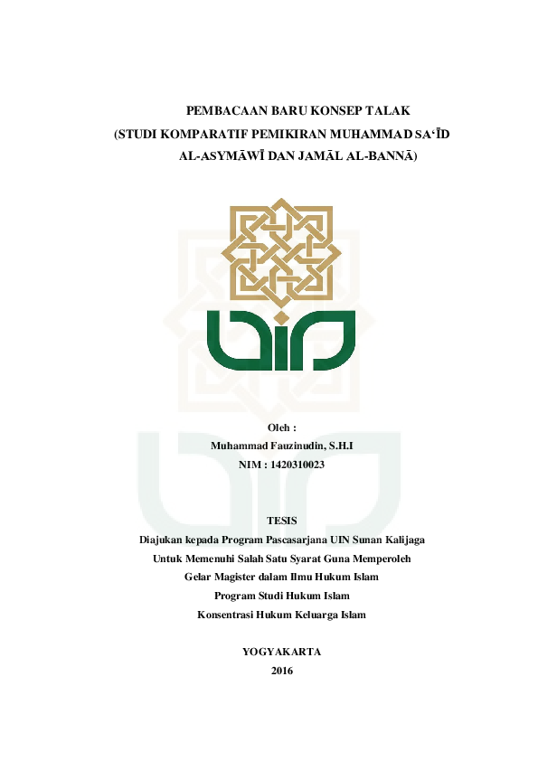 (PDF) Pembacaan Baru Konsep Talak (Studi Komparatif Pemikiran Muhammad ...
