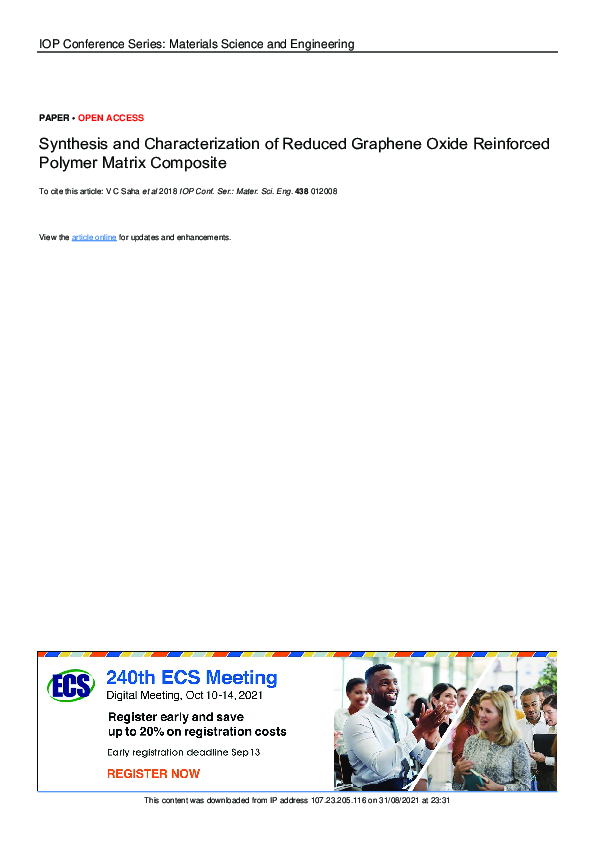 (PDF) Synthesis and Characterization of Reduced Graphene Oxide