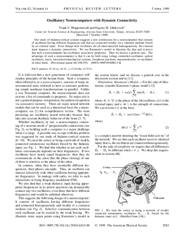 (PDF) Oscillatory Neurocomputers with Dynamic Connectivity