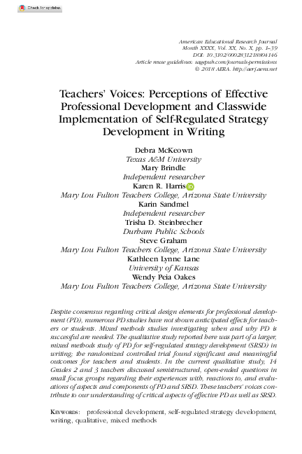 (PDF) Teachers’ Voices: Perceptions of Effective Professional ...