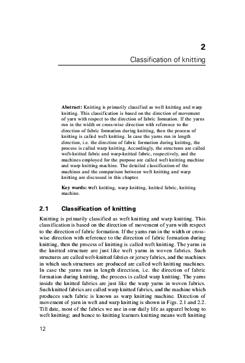 (PDF) Fundamentals and Advances in Knitting Technology
