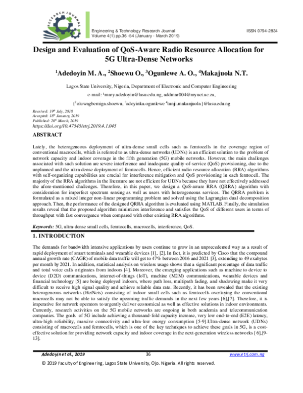 (PDF) Design and Evaluation of QoS-Aware Radio Resource Allocation for ...