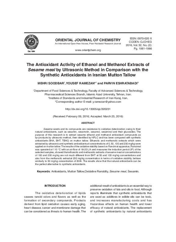 (PDF) The Antioxidant Activity of Ethanol and Methanol Extracts of ...