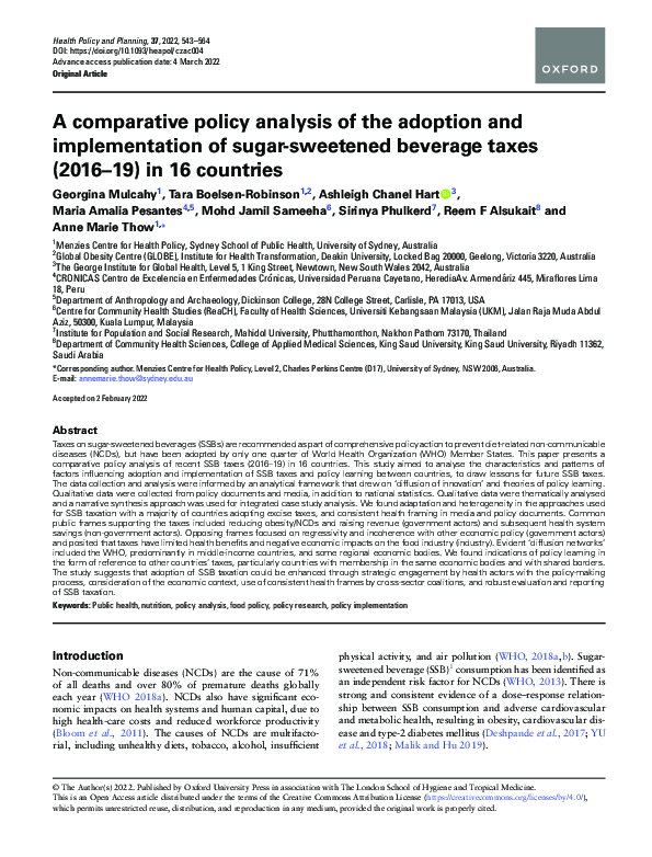 (PDF) A comparative policy analysis of the adoption and implementation ...
