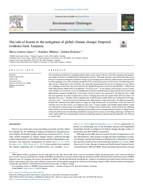 (PDF) The role of forests in the mitigation of global climate change ...