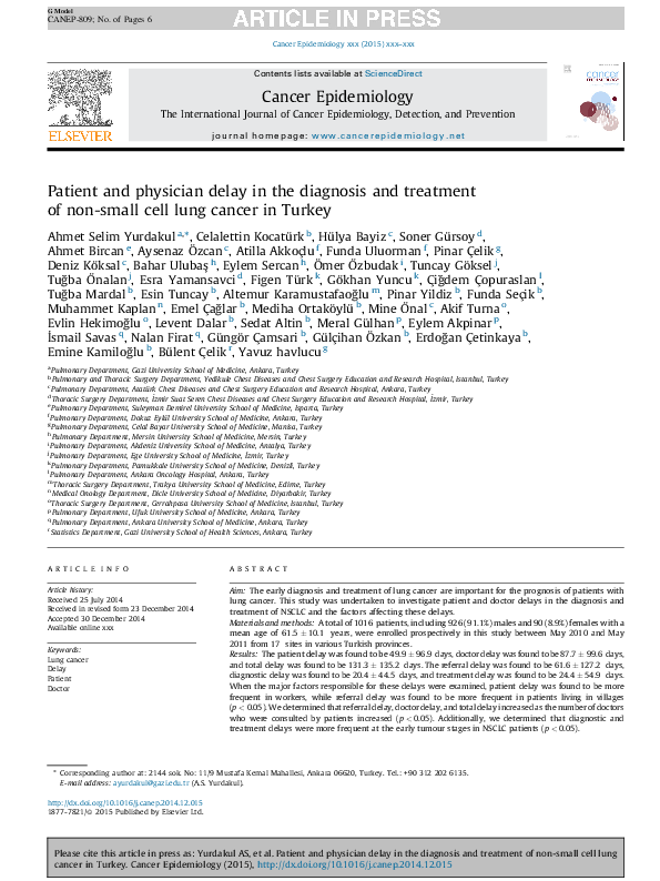 (PDF) Patient and physician delay in the diagnosis and treatment of non ...