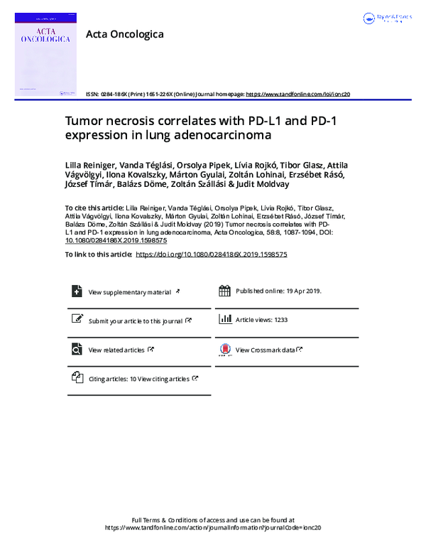 (PDF) Tumor necrosis correlates with PD-L1 and PD-1 expression in lung ...