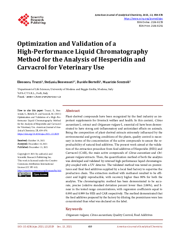 (PDF) Optimization and Validation of a High-Performance Liquid ...