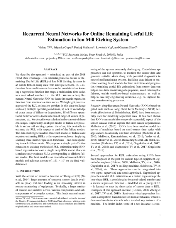(PDF) Recurrent Neural Networks for Online Remaining Useful Life ...