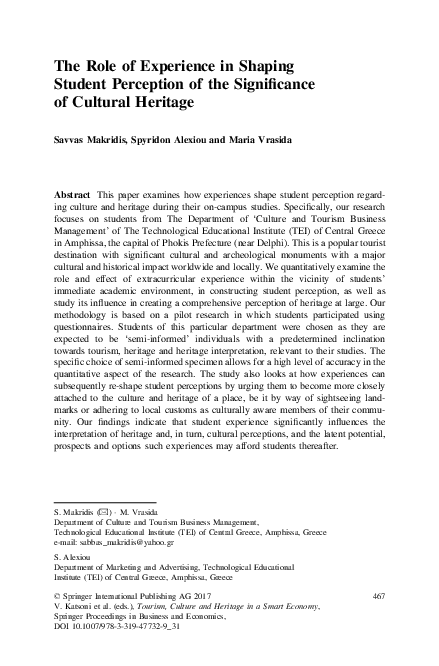 (PDF) The Role of Experience in Shaping Student Perception of the ...