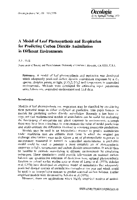 (PDF) A model of leaf photosynthesis and respiration for predicting ...