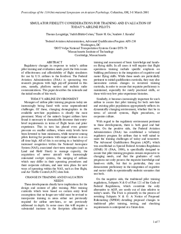(PDF) Simulator Fidelity Considerations for Training and Evaluation of ...