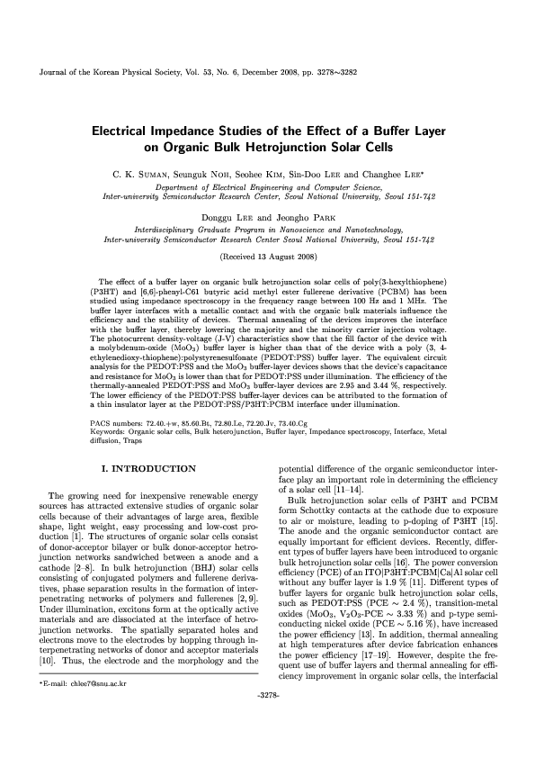 (PDF) Electrical Impedance Studies of the Effect of a Buffer Layer on ...