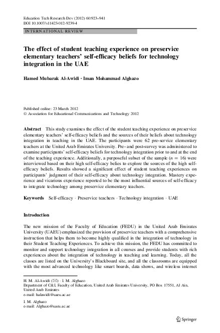 (PDF) The effect of student teaching experience on preservice ...