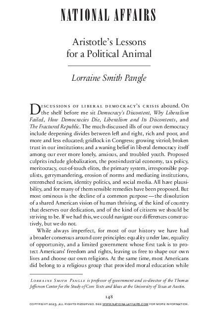 Aristotle's Lessons for a Political Animal