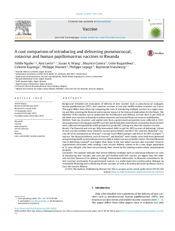 (PDF) A cost comparison of introducing and delivering pneumococcal ...