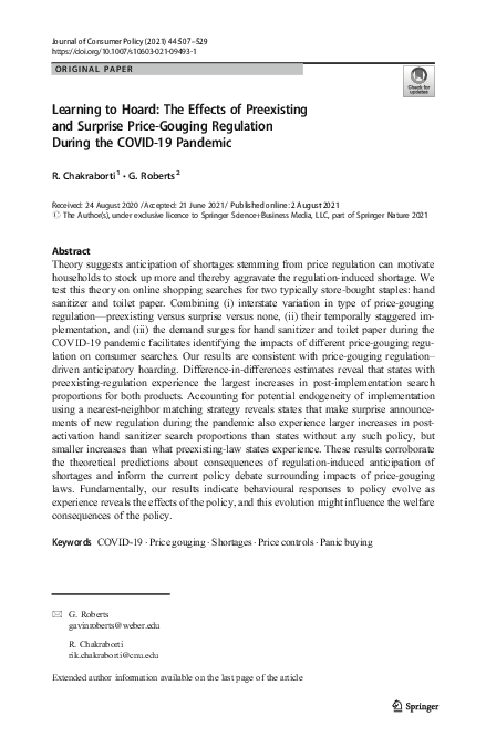 (PDF) Learning to Hoard: The Effects of Preexisting and Surprise Price ...
