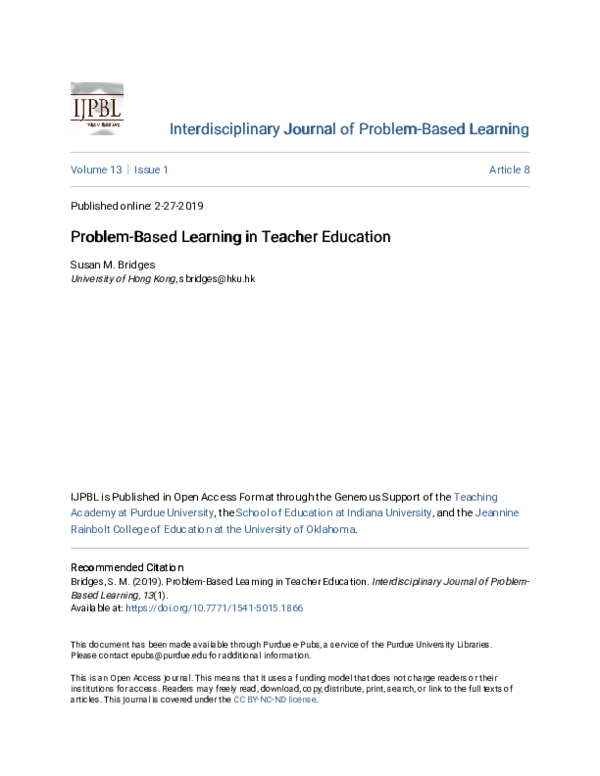 (PDF) Problem-Based Learning in Teacher Education