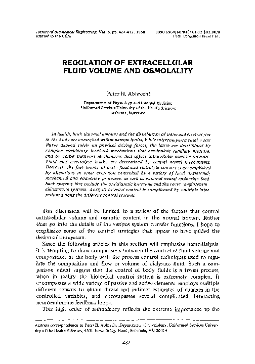 (PDF) Regulation of extracellular fluid volume and osmolality Peter