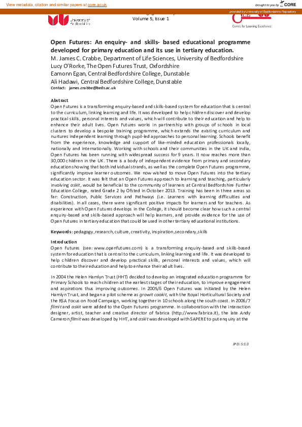 (PDF) Open Futures: an enquiry- and skills- based educational programme ...