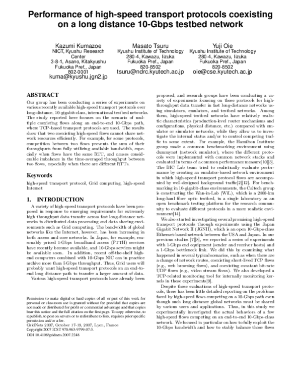 (PDF) Performance of high-speed transport protocols coexisting on a ...